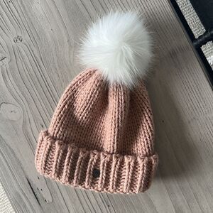 Express cold weather beanie Pom Pom white fur knit hat